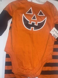 Garanimals Baby Toddler 2pc One Piece and Pant Set Pumpkin Face 6-9M - Picture 1 of 5