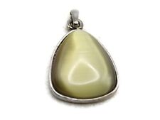 Light Brown Stone Inlay Necklace Charm Pendant Silver Tone