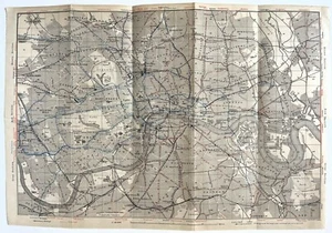 LONDON UNDERGROUND & RAILWAYS City Street Plan - c. 1910 Antique Folding Map - Picture 1 of 3