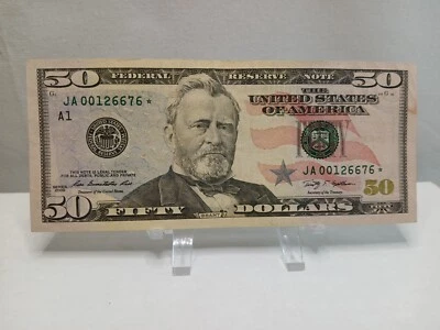 2009 $50 Grant JA 00126676* Star U.S Currency Federal Note Boston 640K Print - Image 1 of 2