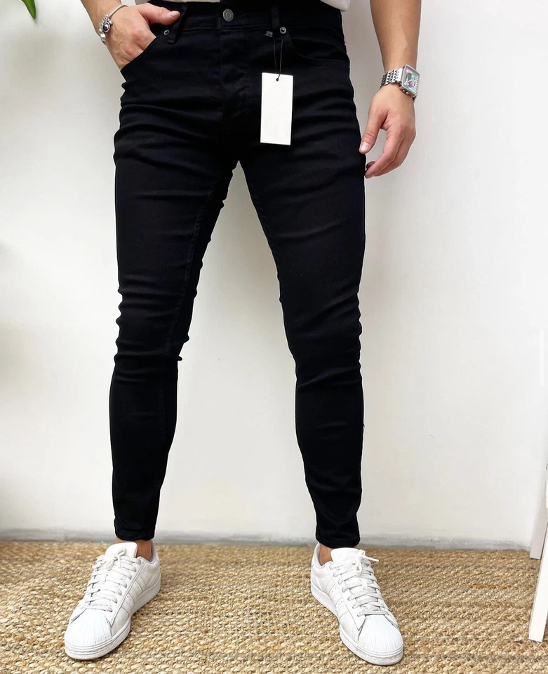 Herren Skinny Jeans Hosen Stretch Destroyed Slim fit Black - Bild 1 von 1