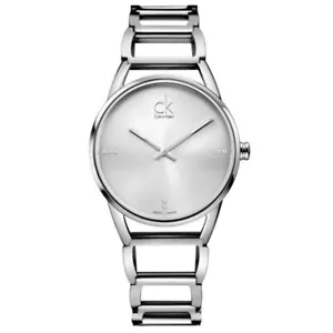 CALVIN KLEIN WOMENS STATELY WATCH K3G2312W SILVER DIAL - WARRANTY - RRP 450.00 - Picture 1 of 2