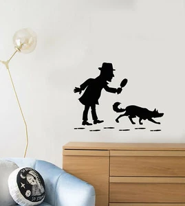 Vinyl Wall Decal Cartoon Detective Snooper With Dog For Kids Room Sticker 3915ig - Picture 1 of 3