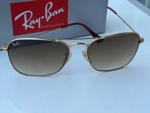 Ray-Ban RB3136 001/51 Caravan Gold Frame Gradiant Brown Lenses Sunglasses - Picture 1 of 15