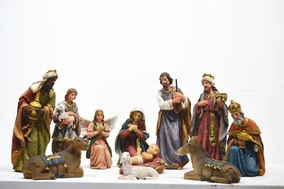 HI-LINE GIFT 8" H Nativity Set 11 Pcs Resin Statue Holiday Christmas Decor