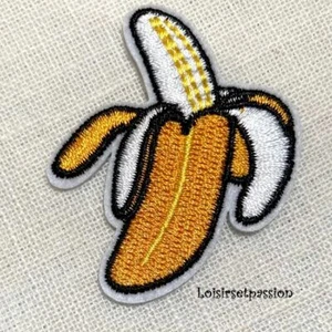 ÉCUSSON PATCH - BANANE, FRUIT ** 4,5 x 5,5 cm ** Applique brodée thermocollante - Picture 1 of 1