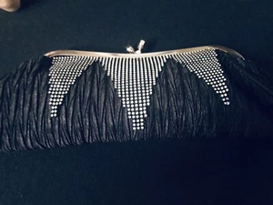 Bijoux Turner Black silver Studs women Prom evening clutch handbag - Picture 1 of 6