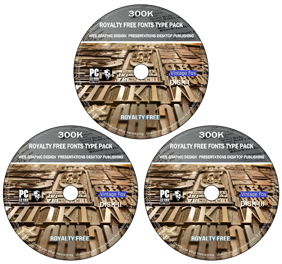 300K Royalty Free Fonts Type Pack Graphic Design Web Presentations Publishing - Image 1 of 1