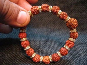 Rudraksha Rudraksh Beads Bracelet *Hindu Buddha Meditation Religious Bracelet - Picture 1 of 3