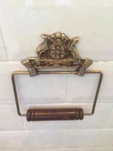 VINTAGE AUSTRALIAN BRONZE ANTIQUE STYLE BRASS TOILET LOO ROLL HOLDER WC BATHROOM - Picture 1 of 1
