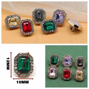 10pcs Glass Rhinestone Buttons Metal Loop DIY Jewelry Crafts Clothes Costume Sew - Picture 1 of 18