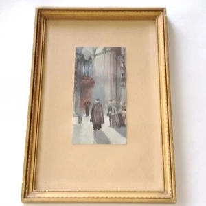 Alsace Vue Animée  Intérieur d'Église Cathédrale Tableau originale Strasbourg - Bild 1 von 7
