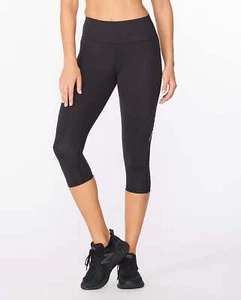 Nuevas mallas de compresión 3/4 grandes negras/doradas 2XU Force para mujer WA5368b - Imagen 1 de 6