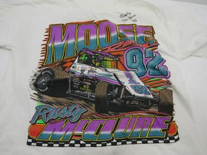 OLD LG. MOOSE RUSTY MC LURE AUTOGRAPHED SIGNED SPEEDWAY CAR RACING T-SHIRT - Picture 1 of 3