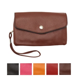 Leather Wrist Band Purse Long Pouch Zip Money Key Coin Bag Wallet Card Key Ring - Picture 1 of 13