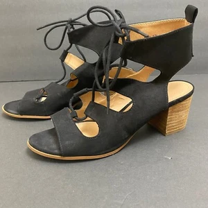 Sandalias al tobillo Madden Girl 8,5 Booyah negras de gamuza sintética con cordones - Imagen 1 de 9