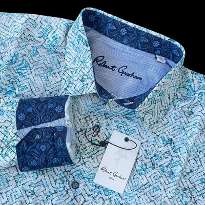 Robert Graham Hamilton Maze Print Long Sleeve Shirt Size XL $198 - Image 1 of 4
