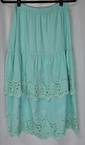 Gonna a strati vintage anni 90 donna taglia M come nuova orlo ricamato floreale boho cottage - Foto 1 di 8