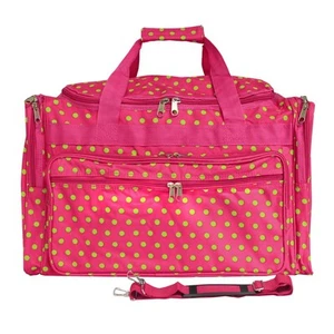 World Traveler 19-Inch Carry-On Duffel Bag - Fuchsia Lime Dot - Picture 1 of 3