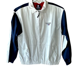 Chaps Ralph Lauren Harrington Style Jacket Mens Large Tan Blue Lined Zip Vintage - Picture 1 of 13