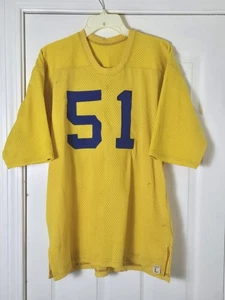 Vintage 50s 60s Powers Game Worn Used Football Jersey Men's Size Large Yellow - Picture 1 of 9