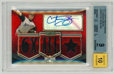 Curt Schilling 2010 Topps Triple Threads Auto Signature Patch 05/18 BGS 9 Mint - Image 1 of 2