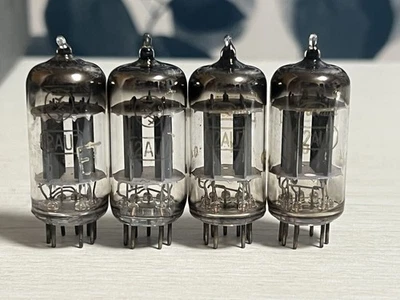 东芝 12AU7 真空管 4 件套 适用于马自达 完全测试 带 TV-7 — 第 1/4 张图片