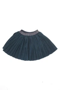 Jacadi Childrens Girls Metallic Elastic Waist Pleated Mini Skirt Navy Size 6 - Picture 1 of 3