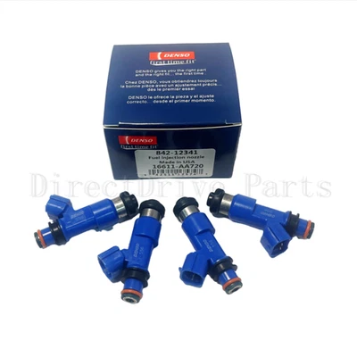 4 NEW DENSO 565cc FUEL INJECTORS 16611-AA720 FOR WRX STI IMPREZA LEGACY 2.5L Foto 1 de 4