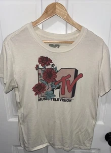 MTV Musik Fernsehen Shirt Erwachsene Größe Medium weiß Grafik Freizeit T-Shirt Damen " - Bild 1 von 3