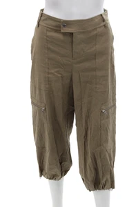 Pantalones de chándal Vince para mujer de lino con puño alto al tobillo cargo marrón talla 00 - Imagen 1 de 7