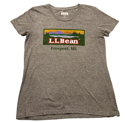 L.L. Bean логотип Freeport ME T рубашка женщин большой серый короткий рукав футболка - Изображение 1 из 4