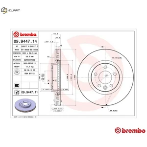 2x BRAKE DISC 09.9447.11 FOR VW CARAVELLE/KOMBI/Bus/TRANSPORTER/Mk EUROVAN/Van - Picture 1 of 10