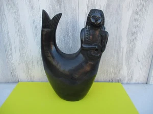 Keramik Meerjungfrau schwarz Ton Keramik von Adelina Pedro Martinez Vase/Kerzenhalter - Bild 1 von 9