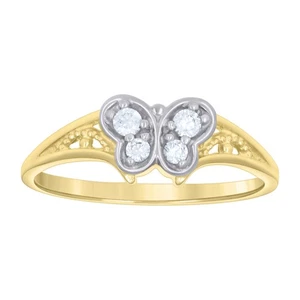 10k Two-tone Gold Womens Cubic-Zirconia Butterfly Fashion Ring - Picture 1 of 1