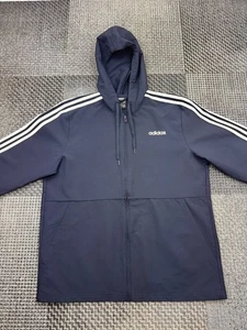 Adidas DU0461 Giacca con cappuccio - Blu Navy - Taglia L - Zip davanti - 3 strisce - Foto 1 di 19
