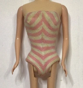 Traje de baño Barbie clon rosa blanco a rayas sin tirantes de colección - Imagen 1 de 14