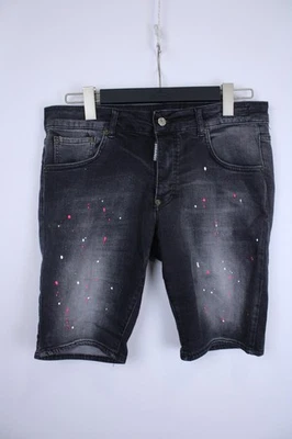 Pantalones Cortos Vaqueros DSQUARED2 Negros Denim Desteñidos Diseño de 5 Bolsillos 3 Botones Mosca Talla 36 Foto 1 de 4
