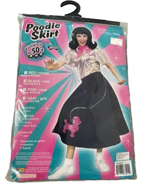 Forum Novelties BLACK Poodle Skirt Adult Size 14/16 50s Costume Party Retro NEW - Image 1 of 4