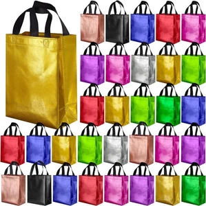 Multicolor Gift Bags Bulk Non-Woven Party Bags Reusable Goodie Bag with Handles - Picture 1 of 20