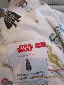 Pottery Barn kids Star Wars Holiday Christmas sheet set full flannel New w tag - Picture 1 of 2