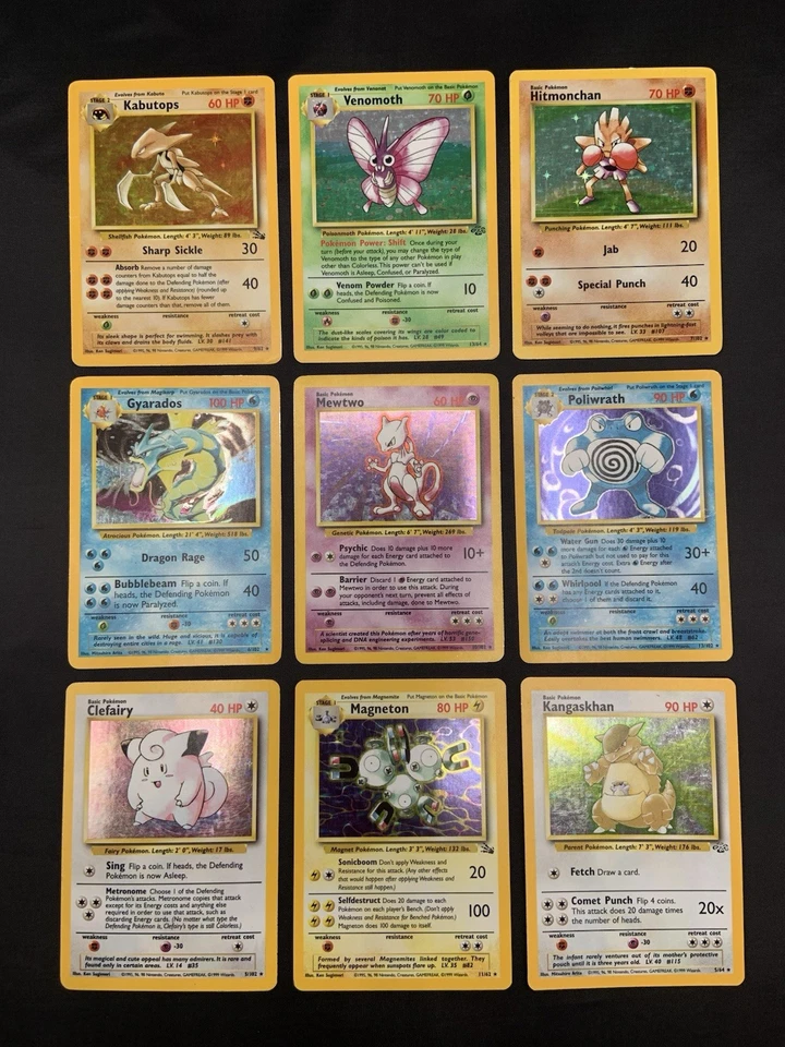 Vintage Holo Rare Pokemon Cards WOTC 1999 Base Set, Fossil, Jungle MP/HP Mewtwo - Image 1 of 4