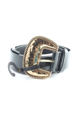 MANGO Lederimitatgürtel Damen Gürtel Gr. DE 75 blau-goldfarben Casual-Look - Bild 1 von 4