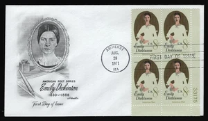 #1436 8c Emily Dickinson - Bloque de placas, Artmaster H/C FDC **CUALQUIER 5 = ENVÍO GRATUITO** - Imagen 1 de 1