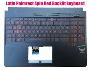 Latin  Palmrest 4pin Red Backlit keyboard for ASUS FX505D FX505G FX86 FX95 - Picture 1 of 2