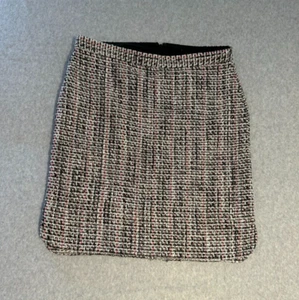 ANN TAYLOR Women's Pink & Black Tweed Mini Skirt Size 12 Lined Classic Preppy - Picture 1 of 8