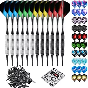 16Gr. 12Stück Dartpfeile Softdart mit 12 Nylon Schäften+100Spitzen+42 Flights - Bild 1 von 8