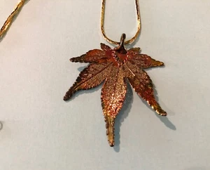 Kupfer getaucht Blatt Anhänger mit Kupfer Gliederkette Halskette - Bild 1 von 3