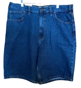 Big Mac Mens Size 36 Work Wear Shorts Blue Denim Dark Wash New Old Stock 90s - Picture 1 of 5
