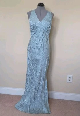 TOPSHOP женщин светло-синий спагетти ремень макси скольжения платье вискозы атлас размер 12 - Изображение 1 из 4